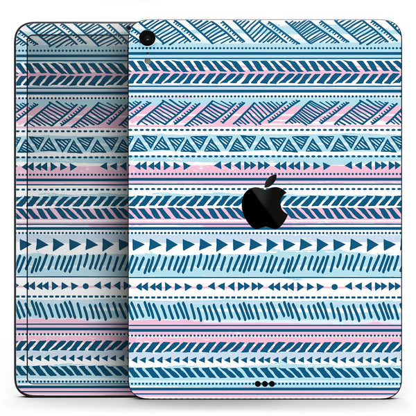 Pink to Blue Tribal Sketch Pattern - Full Body Skin Decal for the Apple iPad Pro 12.9", 11", 10.5", 9.7", Air or Mini (All Models Available)