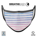 Pink to Blue WaterColor Ombre Stripes - Made in USA Mouth Cover Unisex Anti-Dust Cotton Blend Reusable & Washable Face Mask with Adjustable Sizing for Adult or Child