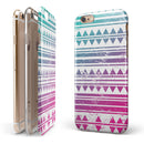 Pink to Green Gradient Hipster Pattern iPhone 6/6s or 6/6s Plus 2-Piece Hybrid INK-Fuzed Case