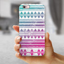Pink to Green Gradient Hipster Pattern iPhone 6/6s or 6/6s Plus 2-Piece Hybrid INK-Fuzed Case