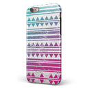 Pink to Green Gradient Hipster Pattern iPhone 6/6s or 6/6s Plus 2-Piece Hybrid INK-Fuzed Case