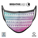 Pink to Green Gradient Hipster Pattern - Made in USA Mouth Cover Unisex Anti-Dust Cotton Blend Reusable & Washable Face Mask with Adjustable Sizing for Adult or Child