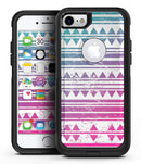 Pink to Green Gradient Hipster Pattern - iPhone 7 or 7 Plus Commuter Case Skin Kit