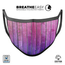 Pink to Purple Wood Plank Gradient - Made in USA Mouth Cover Unisex Anti-Dust Cotton Blend Reusable & Washable Face Mask with Adjustable Sizing for Adult or Child