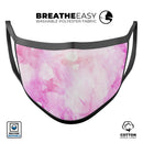 Pink v4 Absorbed Watercolor Texture - Made in USA Mouth Cover Unisex Anti-Dust Cotton Blend Reusable & Washable Face Mask with Adjustable Sizing for Adult or Child