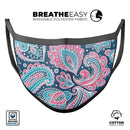 Poppin Pastel Paisley - Made in USA Mouth Cover Unisex Anti-Dust Cotton Blend Reusable & Washable Face Mask with Adjustable Sizing for Adult or Child