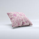 Puprle and Light Pink Sketched Lace Patterns v21 Ink-Fuzed Decorative Throw Pillow