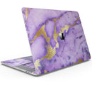Purple Marble & Digital Gold Foil V1 - Skin Decal Wrap Kit Compatible with the Apple MacBook Pro, Pro with Touch Bar or Air (11", 12", 13", 15" & 16" - All Versions Available)
