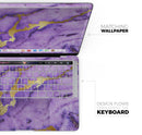 Purple Marble & Digital Gold Foil V1 - Skin Decal Wrap Kit Compatible with the Apple MacBook Pro, Pro with Touch Bar or Air (11", 12", 13", 15" & 16" - All Versions Available)