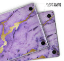 Purple Marble & Digital Gold Foil V1 - Skin Decal Wrap Kit Compatible with the Apple MacBook Pro, Pro with Touch Bar or Air (11", 12", 13", 15" & 16" - All Versions Available)