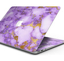 Purple Marble & Digital Gold Foil V2 - Skin Decal Wrap Kit Compatible with the Apple MacBook Pro, Pro with Touch Bar or Air (11", 12", 13", 15" & 16" - All Versions Available)