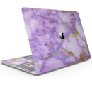 Purple Marble & Digital Gold Foil V2 - Skin Decal Wrap Kit Compatible with the Apple MacBook Pro, Pro with Touch Bar or Air (11", 12", 13", 15" & 16" - All Versions Available)