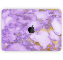 Purple Marble & Digital Gold Foil V2 - Skin Decal Wrap Kit Compatible with the Apple MacBook Pro, Pro with Touch Bar or Air (11", 12", 13", 15" & 16" - All Versions Available)