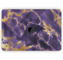 Purple Marble & Digital Gold Foil V3 - Skin Decal Wrap Kit Compatible with the Apple MacBook Pro, Pro with Touch Bar or Air (11", 12", 13", 15" & 16" - All Versions Available)