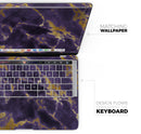 Purple Marble & Digital Gold Foil V3 - Skin Decal Wrap Kit Compatible with the Apple MacBook Pro, Pro with Touch Bar or Air (11", 12", 13", 15" & 16" - All Versions Available)