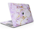 Purple Marble & Digital Gold Foil V5 - Skin Decal Wrap Kit Compatible with the Apple MacBook Pro, Pro with Touch Bar or Air (11", 12", 13", 15" & 16" - All Versions Available)