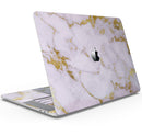 Purple Marble & Digital Gold Foil V9 - Skin Decal Wrap Kit Compatible with the Apple MacBook Pro, Pro with Touch Bar or Air (11", 12", 13", 15" & 16" - All Versions Available)