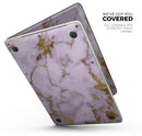 Purple Marble & Digital Gold Foil V9 - Skin Decal Wrap Kit Compatible with the Apple MacBook Pro, Pro with Touch Bar or Air (11", 12", 13", 15" & 16" - All Versions Available)