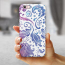 Purple & Blue Flowered iPhone 6/6s or 6/6s Plus 2-Piece Hybrid INK-Fuzed Case