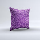 Purple Bright Lace Pattern Ink-Fuzed Decorative Throw Pillow