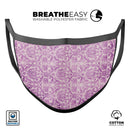 Purple Damask Grunge Pattern  - Made in USA Mouth Cover Unisex Anti-Dust Cotton Blend Reusable & Washable Face Mask with Adjustable Sizing for Adult or Child