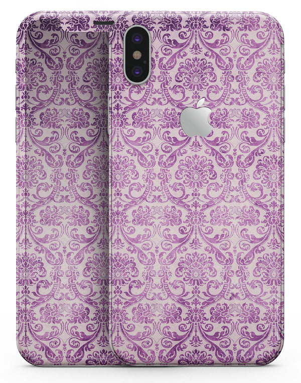 Purple Damask Grunge Pattern  - iPhone X Skin-Kit