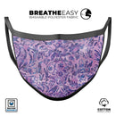 Purple Damask Watercolor Pattern - Made in USA Mouth Cover Unisex Anti-Dust Cotton Blend Reusable & Washable Face Mask with Adjustable Sizing for Adult or Child