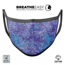 Purple Damask v2 Watercolor Pattern V2 - Made in USA Mouth Cover Unisex Anti-Dust Cotton Blend Reusable & Washable Face Mask with Adjustable Sizing for Adult or Child