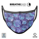 Purple Floral Succulents - Made in USA Mouth Cover Unisex Anti-Dust Cotton Blend Reusable & Washable Face Mask with Adjustable Sizing for Adult or Child