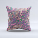 Purple Green and Blue Vector Floral Pattern ink-Fuzed Decorative Throw Pillow