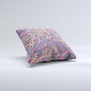 Purple Green and Blue Vector Floral Pattern ink-Fuzed Decorative Throw Pillow