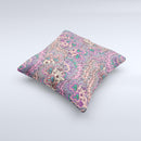 Purple Green and Blue Vector Floral Pattern ink-Fuzed Decorative Throw Pillow