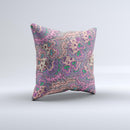 Purple Green and Blue Vector Floral Pattern ink-Fuzed Decorative Throw Pillow