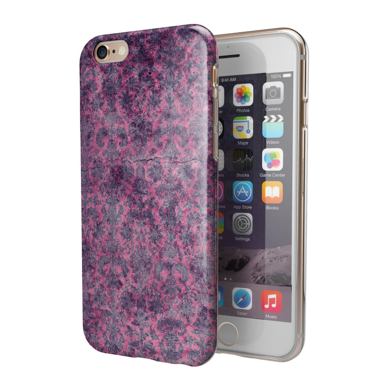 Purple Grungy Royal Pattern iPhone 6/6s or 6/6s Plus 2-Piece Hybrid INK-Fuzed Case
