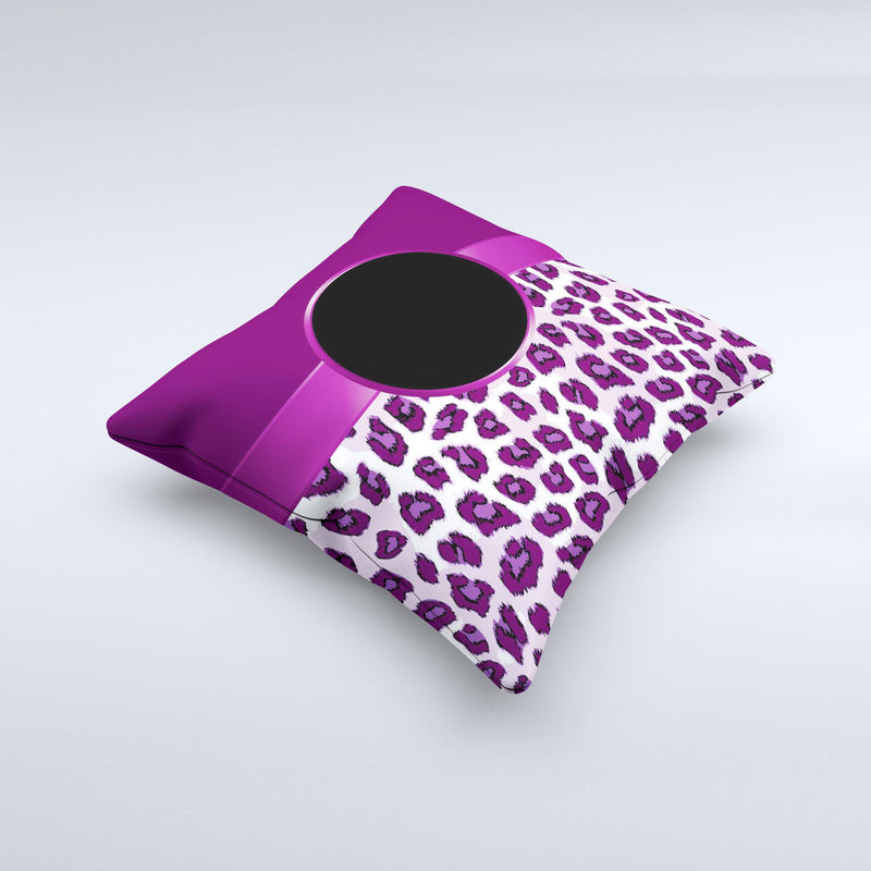 Purple Leopard Monogram Ink-Fuzed Decorative Throw Pillow