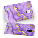 Purple Marble & Digital Gold Foil V1 - Premium Protective Decal Skin-Kit for the Apple Credit Card