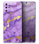Purple Marble & Digital Gold Foil V1 - Premium Vinyl Skin Decal for Samsung Galaxy S25 Ultra, S24, S23, S22 & All Galaxy S Models
