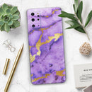 Purple Marble & Digital Gold Foil V1 - Premium Vinyl Skin Decal for Samsung Galaxy S25 Ultra, S24, S23, S22 & All Galaxy S Models