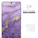 Purple Marble & Digital Gold Foil V1 - Premium Vinyl Skin Decal for Samsung Galaxy S25 Ultra, S24, S23, S22 & All Galaxy S Models