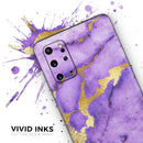 Purple Marble & Digital Gold Foil V1 - Premium Vinyl Skin Decal for Samsung Galaxy S25 Ultra, S24, S23, S22 & All Galaxy S Models