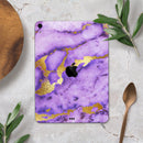 Purple Marble & Digital Gold Foil V1 - Full Body Skin Decal for the Apple iPad Pro 12.9", 11", 10.5", 9.7", Air or Mini (All Models Available)