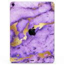 Purple Marble & Digital Gold Foil V1 - Full Body Skin Decal for the Apple iPad Pro 12.9", 11", 10.5", 9.7", Air or Mini (All Models Available)