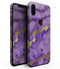Purple Marble & Digital Gold Foil V1 - iPhone XS MAX, XS/X, 8/8+, 7/7+, 5/5S/SE Skin-Kit (All iPhones Available)