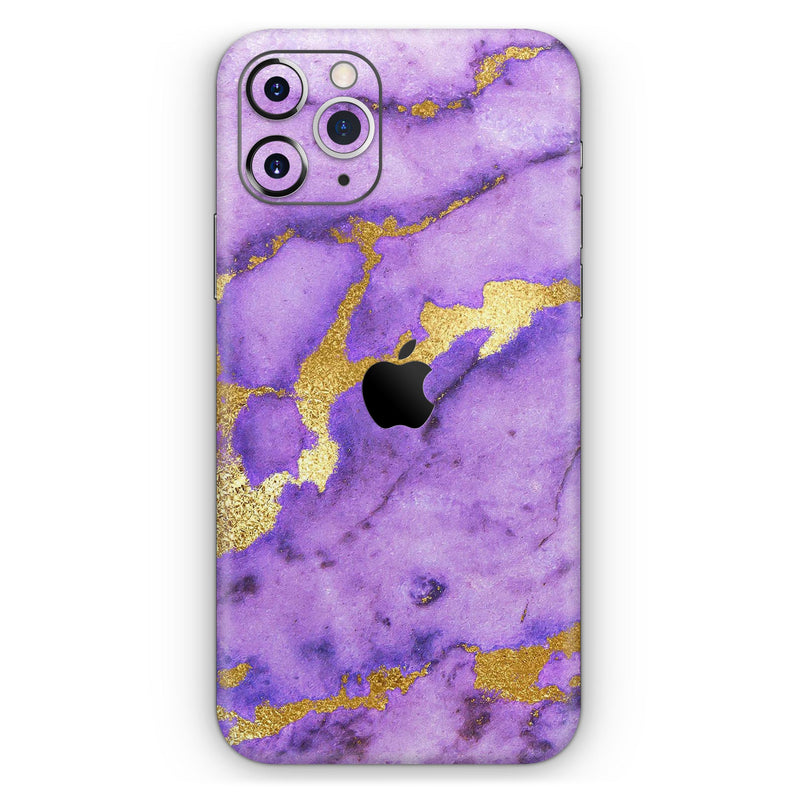 Purple Marble & Digital Gold Foil V1 - Protective Skin Wrap & Decal – Compatible with iPhone SE to iPhone 17 Pro Max (All Models)