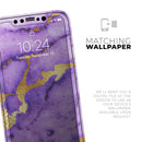 Purple Marble & Digital Gold Foil V1 // Skin-Kit compatible with the Apple iPhone 14, 13, 12, 12 Pro Max, 12 Mini, 11 Pro, SE, X/XS + (All iPhones Available)