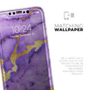Purple Marble & Digital Gold Foil V1 - Protective Skin Wrap & Decal – Compatible with iPhone SE to iPhone 17 Pro Max (All Models)