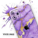 Purple Marble & Digital Gold Foil V1 - Protective Skin Wrap & Decal – Compatible with iPhone SE to iPhone 17 Pro Max (All Models)
