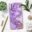 Purple Marble & Digital Gold Foil V2 - Premium Vinyl Skin Decal for Samsung Galaxy S25 Ultra, S24, S23, S22 & All Galaxy S Models