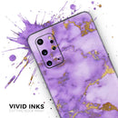 Purple Marble & Digital Gold Foil V2 - Premium Vinyl Skin Decal for Samsung Galaxy S25 Ultra, S24, S23, S22 & All Galaxy S Models