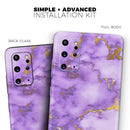 Purple Marble & Digital Gold Foil V2 - Premium Vinyl Skin Decal for Samsung Galaxy S25 Ultra, S24, S23, S22 & All Galaxy S Models